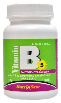 Nutristar Kyselina pantothenová vitamín B5 40mg 100kaps