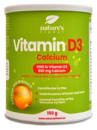 NaturesFinest Vitamin D3 1000iu + Calcium 800mg 150g