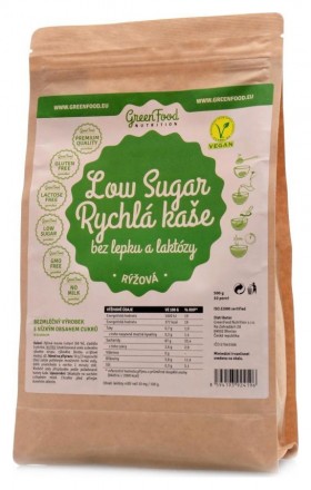 GreenFood nutrition Low sugar rychlá kaše rýžová 500 g Low sugar rice mash natural