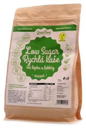 GreenFood nutrition Low sugar rychlá kaše ovesná 500 g Low sugar oat mash natural