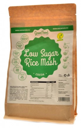 GreenFood nutrition Low sugar rychlá kaše rýžová 500 g kakaová