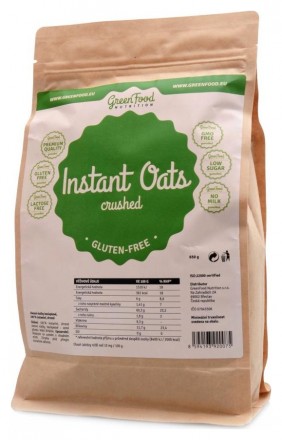GreenFood nutrition Ovesné vločky bezlepkové drcené 650 g Instant Oats crushed gluten-free