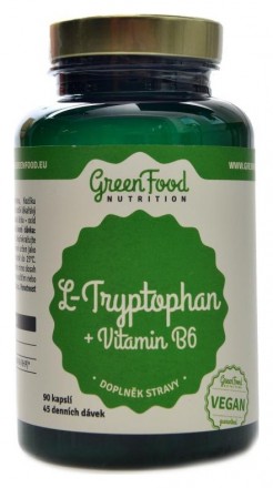GreenFood nutrition L-Tryptophan + vitamín B6  90 kapslí