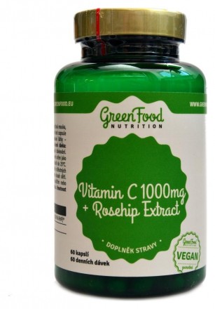 GreenFood nutrition Vitamín C 1000 + extrakt rosehip 60 kapslí