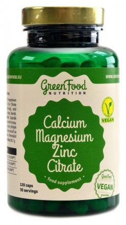 GreenFood nutrition Calcium Magnesium Zinc citrate 120 kapslí