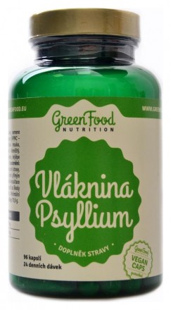 GreenFood nutrition Vláknina psyllium 96 kapslí