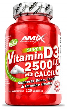 Amix Super vitamin D3 2500 IU + calcium 120 kapslí