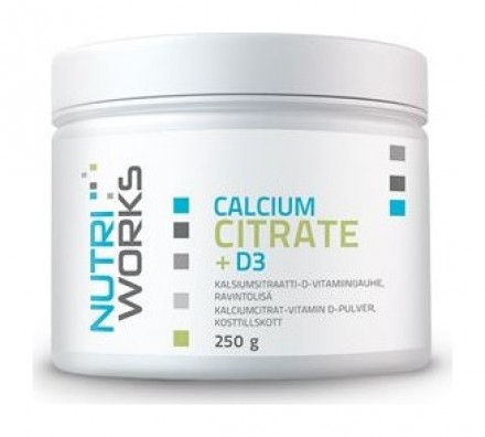 NutriWorks Calcium Citrate + D3 250g (Citrát vápenatý + vitamín D3)