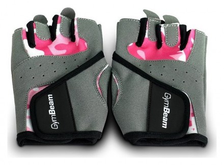 GymBeam Fitness dámské rukavice Camo Pink 