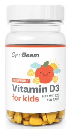 GymBeam Vitamín D3, tablety na cucání pro děti 120 tbl